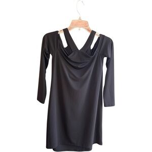 NWT BCBGMaxazria  black open shoulder dress Sz XS